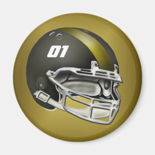 Aimant Noir et casque de football d'or