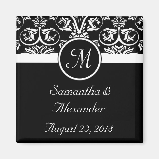 Aimant Noir grand insignia Monogramme Favor /Enregistrer  (Devant)