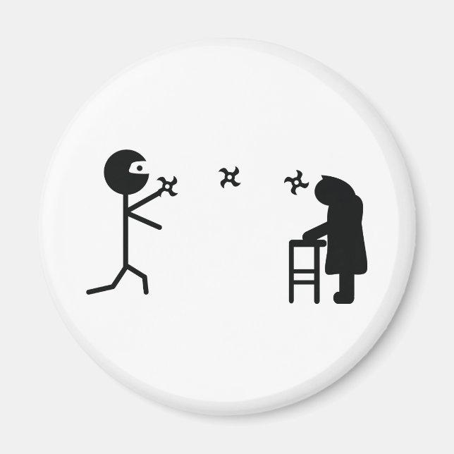 Aimant noir mauvais ninja combat mamie (Devant)