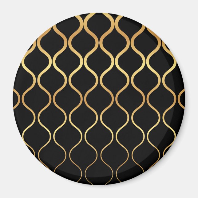 Aimant Noir, or, cool, tendance, design abstrait rétro (Devant)