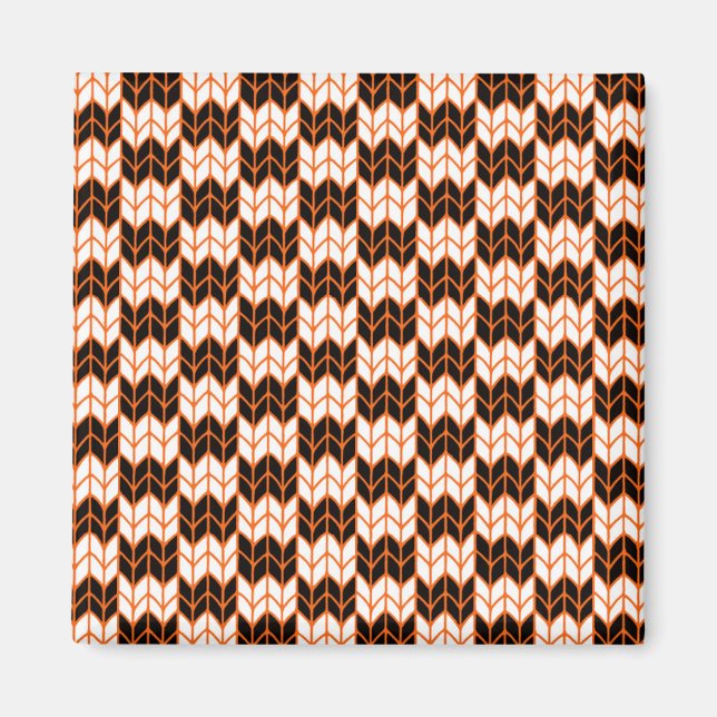 Aimant NOIR ORANGE CHECK KNIT Carré (Devant)