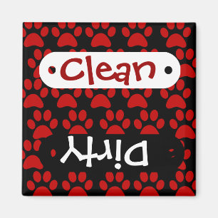 Aimant Noir rouge d'empreintes de pattes mignons de chiot