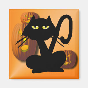 Aimant noir simple de Kitty Halloween