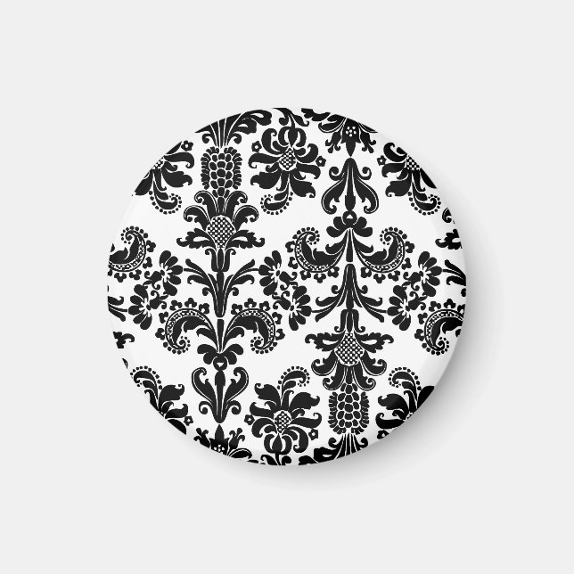 Aimant Noir sur Brocade blanche (Devant)