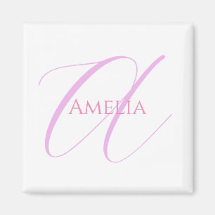 Aimant Nom Chic Monogramme Lettre initiale Calligraphie