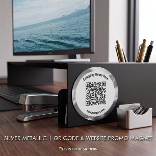 Aimant Nom commercial promotionnel argenté QR Code