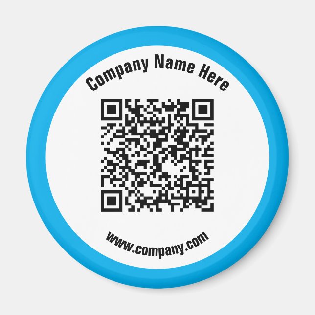 Aimant Nom commercial promotionnel bleu QR Code (Devant)