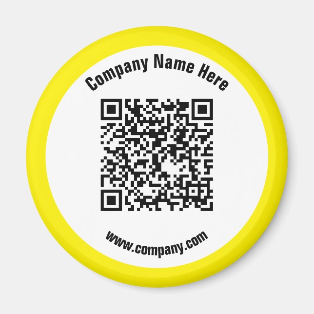 Aimant Nom commercial promotionnel Jaune Code QR (Devant)