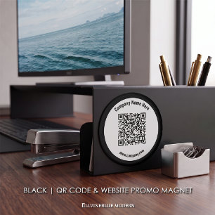 Aimant Nom commercial promotionnel noir QR Code