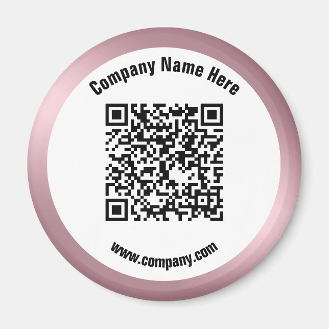 Aimant Nom commercial promotionnel or rose QR Code (Devant)