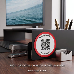 Aimant Nom commercial promotionnel rouge QR Code