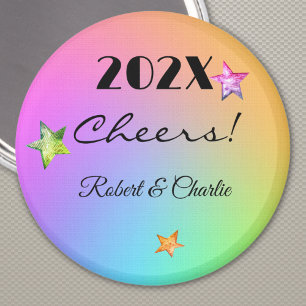 Aimant Nom, Couleurs Joyeux Nouvel An 2.25-in Favor Magne