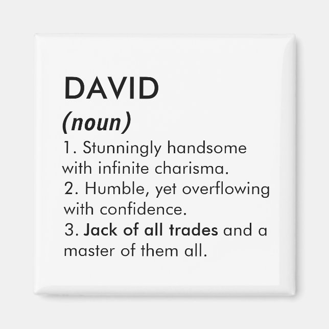 Aimant Nom David, Nom éditable, Nom personnalisé (Devant)