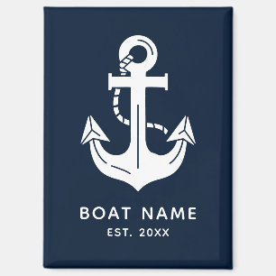 Aimant Nom de bateau nautique personnalisé Ancre