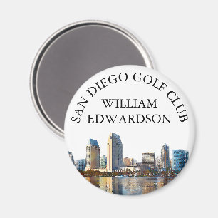 Aimant Nom de club de golf personnalisé sur la skyline de