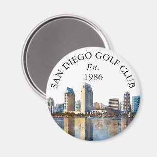 Aimant Nom de club de golf personnalisé sur la skyline de