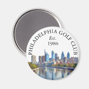Aimant Nom de club de golf personnalisé sur la skyline de
