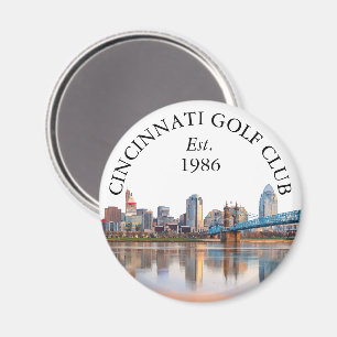 Aimant Nom de club de golf personnalisé sur la skyline de