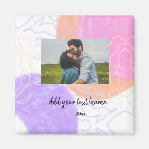 Aimant nom de couple monogramme personnalisé simple minim