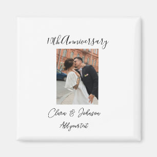 Aimant nom de couple photo 10e anniversaire de mariage Ro