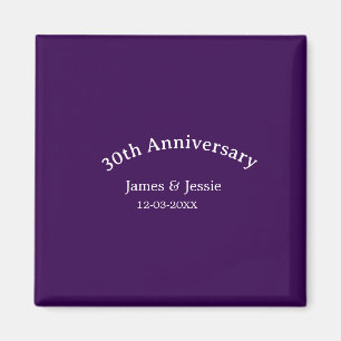 Aimant nom de date d'anniversaire de mariage 30 ans simpl