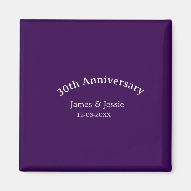 Aimant nom de date d'anniversaire de mariage 30 ans simpl (Devant)