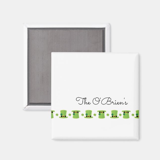 Aimant Nom de famille irlandais Shamrock Casquettes verts (Recto/Verso)