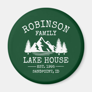 Aimant Nom de famille Lake House Trees Forest Green