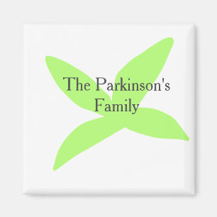 Aimant Nom de famille pastel abstrait feuille verte rétro
