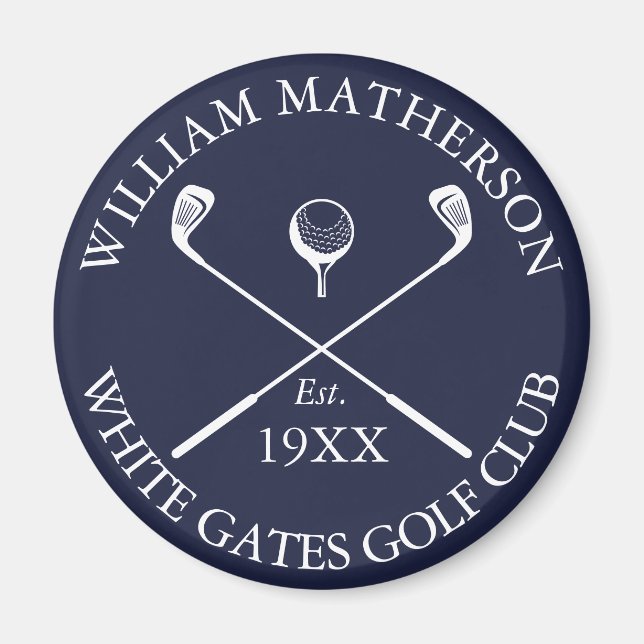 Aimant Nom de golf classique bleu marine personnalisé (Devant)