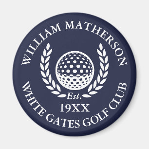 Aimant Nom de golf personnalisé bleu marine