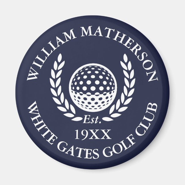 Aimant Nom de golf personnalisé bleu marine (Devant)