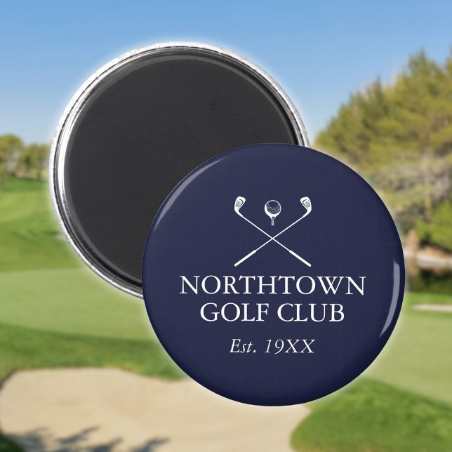 Aimant Nom de golf personnalisé bleu marine (Personalized Golf Club Name Navy Blue Magnet)