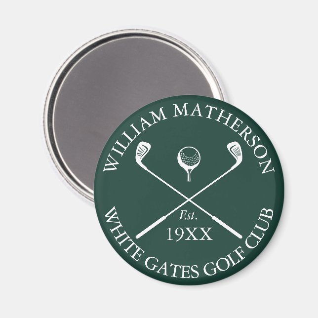 Aimant Nom de golf personnalisé classique Émeraude Vert (Recto/Verso)