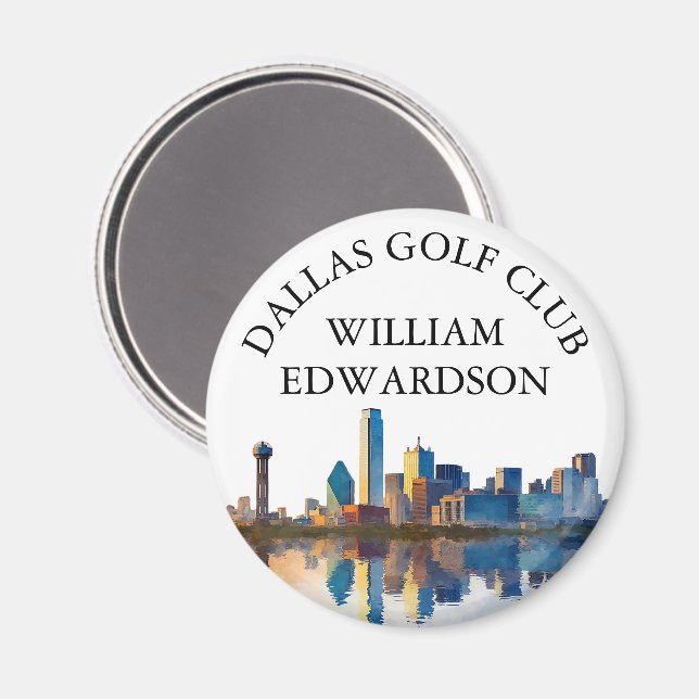 Aimant Nom de golf personnalisé Dallas Skyline (Recto/Verso)