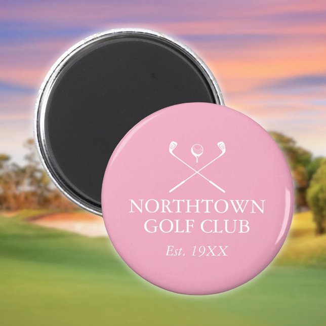 Aimant Nom de golf personnalisé Rose (Personalized Golf Club Name Pink Magnet)