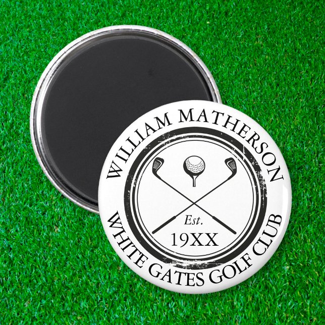 Aimant Nom de golf personnalisé Tampon rétro de golf (Créateur téléchargé)