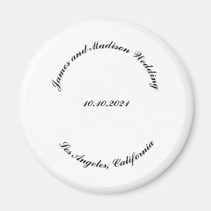 Aimant Nom de la Personnaliser, date noir lettres incurvé