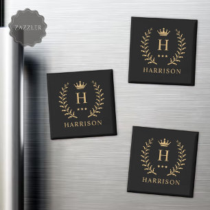 Aimant Nom de la Personnaliser et premier monogramme noir