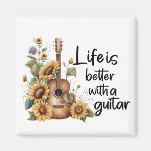 Aimant Nom de la Personnaliser Guitare avec tournesol