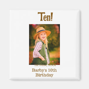 Aimant nom de photo d'anniversaire 10 ans date simple mar