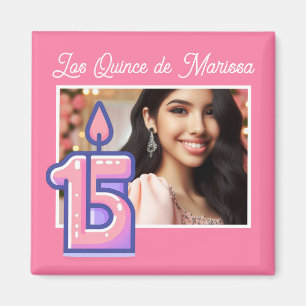 Aimant Nom de photo personnalisé Fille de 15 ans Quinceañ