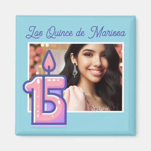 Aimant Nom de photo personnalisé Fille de 15 ans Quinceañ