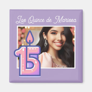 Aimant Nom de photo personnalisé Fille de 15 ans Quinceañ