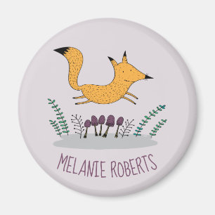 Aimant Nom des enfants illustrant la Fox mignonne