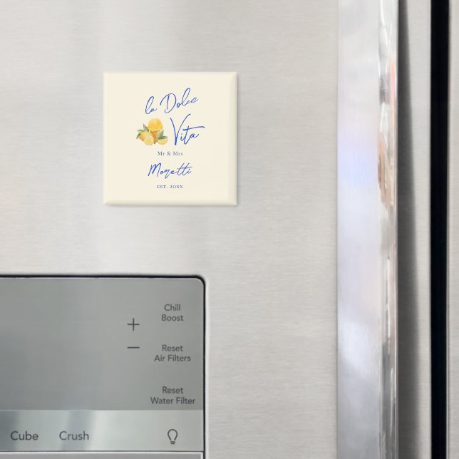 Aimant Nom des jeunes mariés La Dolce Vita moderne (In situ (réfrigérateur))