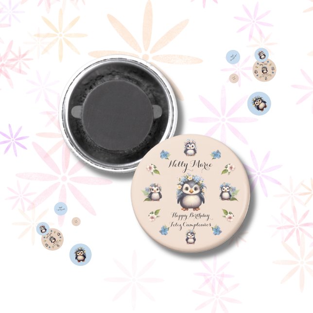 Aimant Nom des pingouins mignons Texte bilingue Feliz Cum (Cute Penguins bilingual magnet.
Multilingual Project)