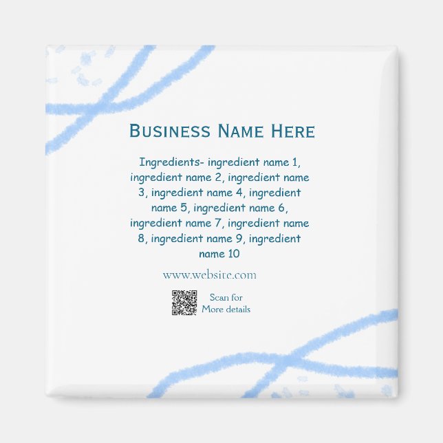 Aimant Nom d'ingrédient ajouter nom d'entreprise site Web (Devant)