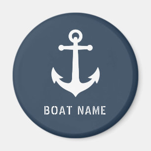 Aimant Nom du bateau Ancre Vintage marine Océan gris ble