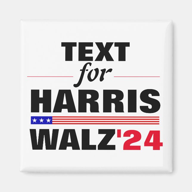 Aimant Nom du texte personnalisé pour Harris Walz 2024 El (Devant)